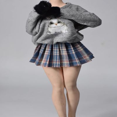 1/6 Scale Female Clothes, Student Pleated Skirt Sweatshirt Suit School Girl Outfit Clothing for 12-inches Action Figure, 1/6 Girl Costume Accessory for Tbleague Dolls Action Figure (Skirt 1)