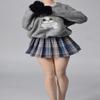 1/6 Scale Female Clothes, Student Pleated Skirt Sweatshirt Suit School Girl Outfit Clothing for 12-inches Action Figure, 1/6 Girl Costume Accessory for Tbleague Dolls Action Figure (Skirt 1) view 1