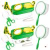 2 Set Bug Catcher for Kids- Educational Bug Catching Kit Including Butterfly Net, Insect Clip, Tweezer, Outdoor Toys for Kids Ages 3-10 (Green) view 1