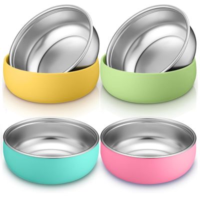 Bolivo Stainless Steel Bowls with Removable Soft Silicone Sleeves | BPA-Free, Non-Toxic, Non-Slip, Stay-Put | Perfect for Kids, Toddlers & Babies | Ideal for Cereal, Snacks & Meals | 4 Pack