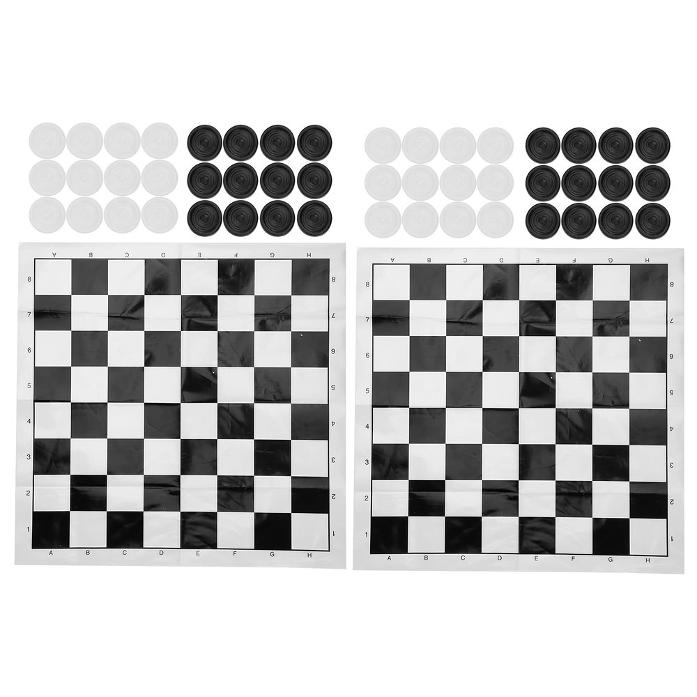 2Set International Checkers Set with Plastic Film Checkerboard Travel Board Games Set