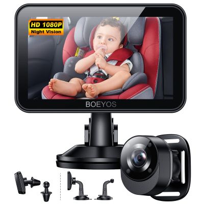 Baby Car Mirror - Baby Car Camera 4.3 inch HD 1080P - Rear Facing Car Baby Monitor with Night Vision - Adjustable View Angle, Easy Setup, Safety for Infants - Black