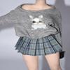 1/6 Scale Female Clothes, Student Pleated Skirt Sweatshirt Suit School Girl Outfit Clothing for 12-inches Action Figure, 1/6 Girl Costume Accessory for Tbleague Dolls Action Figure (Grey Sweatshirt) view 1