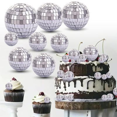 10PCS Disco Ball Cake Toppers Happy Birthday Cake Topper Set 1970s Disco Ball Cake Picks for Cupcakes & Cakes Fun 70s Disco Party Decorations & Retro Party Supplies