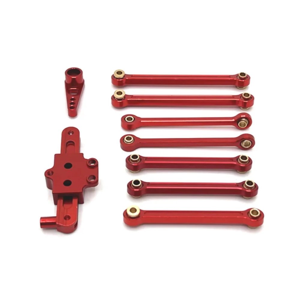 RC Car Parts for Wltoys 124006 12423 12427 12428 12429 1/12 Metal Steering Assembly Link Rod Servo Arm Upgrade Parts Kit RC Car Accessories(Red)