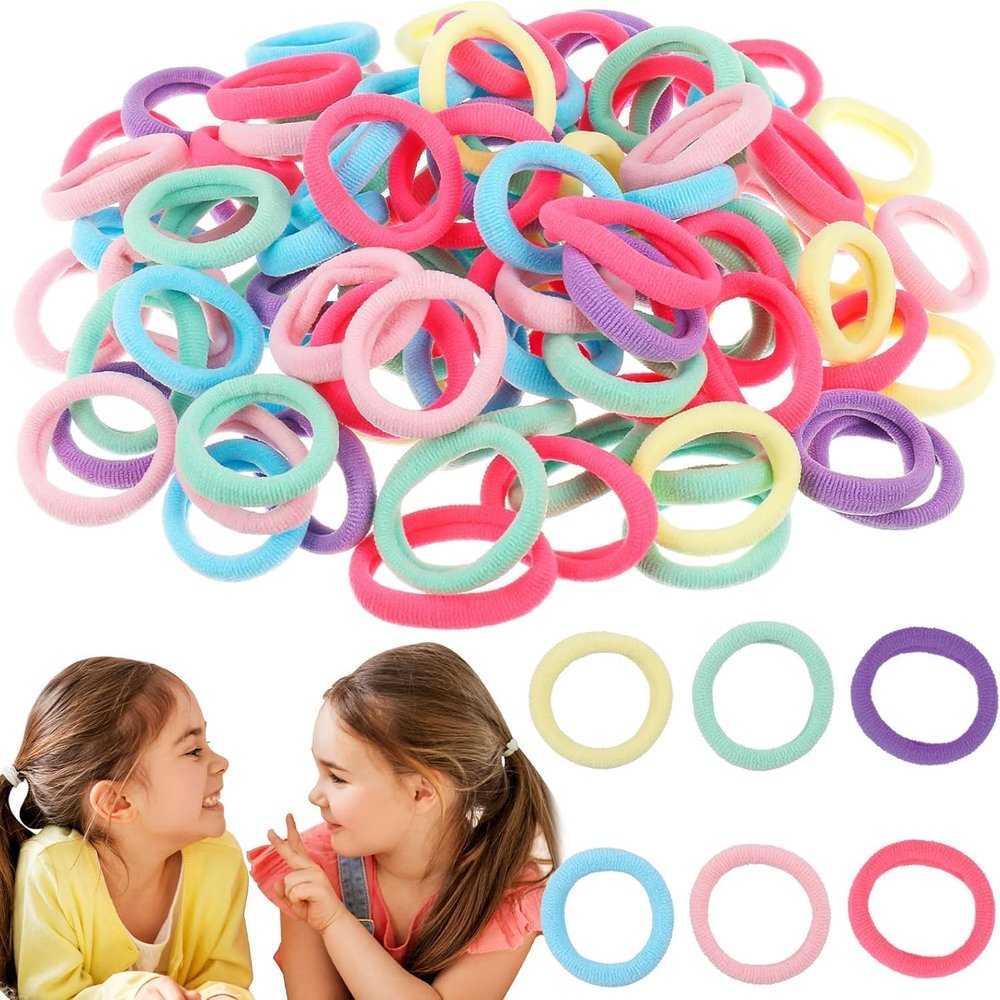 100 Pieces Hair Ties for Baby Girls Toddler Kids Hair Ties Soft Elastic Hair Bands Mini Ponytail Holders Baby Seamless Hair Bands for Kids