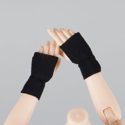 1/12 Scale Female Clothes Gloves Decoration for 6 inches Action Figure Body Doll, Female Action Figure Wrist Wraps Clothing 1/12 Girl Wrist Gloves Costume Accessory (Black, Short Gloves)