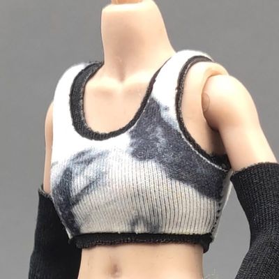 1/12 Scale Female Clothes, Sweatpants & Vest Action Figure Clothing for 6-inches Action Figure, 1/12 Girl Doll Side Pocket Casual Pants Cargo Pants with Vest Set Costume Outfit (White-Gray Vest)