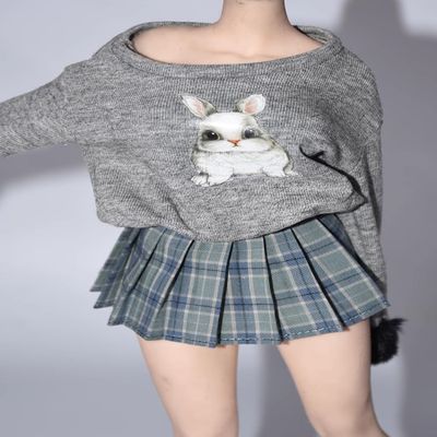 1/6 Scale Female Clothes, Student Pleated Skirt Sweatshirt Suit School Girl Outfit Clothing for 12-inches Action Figure, 1/6 Girl Costume Accessory for Tbleague Dolls Action Figure (Skirt 4)