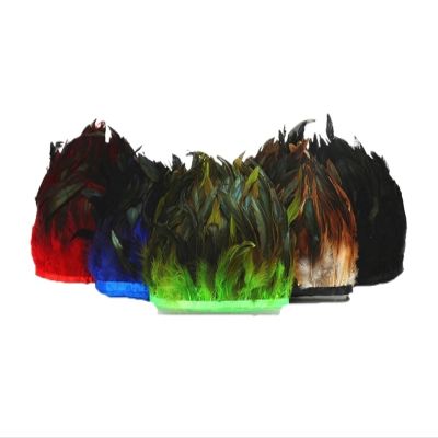 10 meter rooster feather border tape, cockscomb pheasant feather clothing, satin ribbon sewing decoration(Red wine)