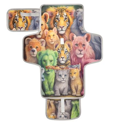 DUOBU Portable Diaper Changing Pad Foldable Baby Changing Mat with Built-in Pillow Waterproof Changing Pad for Newborn Girls Boys Colored Animals