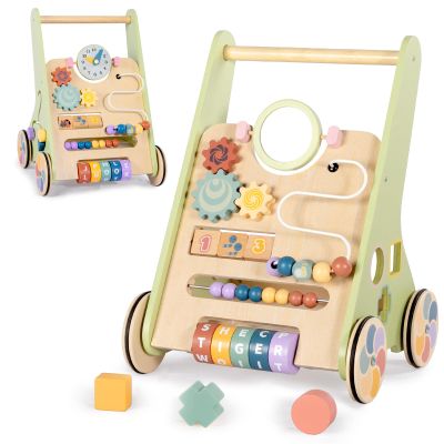 BAUTIA Wooden Baby Walker for 12 Months, Montessori Walker Push Toy for Toddlers Learning to Walk, Push Walker Baby Activity Center for Boys and Girls