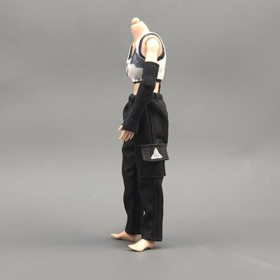 1/12 Scale Female Clothes, Sweatpants & Vest Action Figure Clothing for 6-inches Action Figure, 1/12 Girl Doll Side Pocket Casual Pants Cargo Pants with Vest Set Costume Outfit (Black Pants)