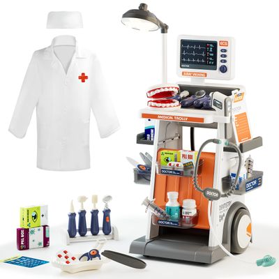 33pcs Doctor Set for Kids - Interactive Doctor Kit for Kids with Costume, LED Lights & Sounds, Role Play Kit to Diagnose and Heal, STEM Educational Gift for Ages 1-3 3-5