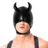 ALMYMM Sex Masks, Patent Leather Demon Devil Mask with Devil Horns Headgear for Halloween Cosplay, Themed Party Nightclub (XL) view 2