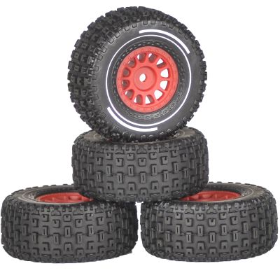1/16 & 1/18 RC Truck Tires & Wheels - Pre-Glued All-Terrain Tires - 12mm Hex 2.56" OD - Fits for Traxxas Slash, ARRMA Mojave GROM, Tamiya, Kyosho, HPI - Durable Nylon Wheels for On/Off Road Bashing