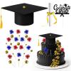 32PCS Graduation Cake Decorations Kit for Class of 2026 Felt Tassel Cap, Firework Cupcake Toppers, Diploma, Balls, Black Theme Graduation Party Supplies for Grads(Black) view 1