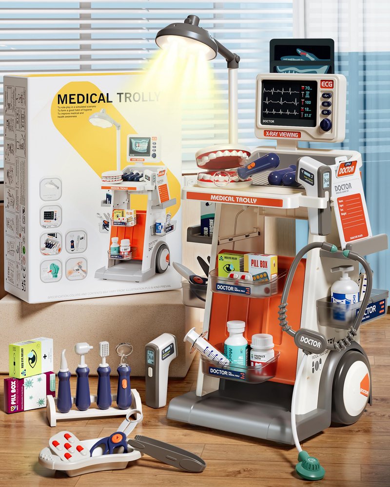 Doctor Kit for Kids, 30PCS Pretend Doctor Playset for Kids with Cart and Stethoscope, Role Play Medical Kit for Girls Boys Toddlers 1-3 3-5 Birthday Gifts