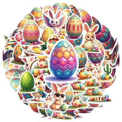 100Pcs Cartoon Easter Egg Stickers, Waterproof Easter Egg Sticker for Water Bottle Laptop Phone Cases Planner Skateboard Luggage Helmet Party Favor Decor, Ideal for Adults Teens Teacher Rewards C2C7G