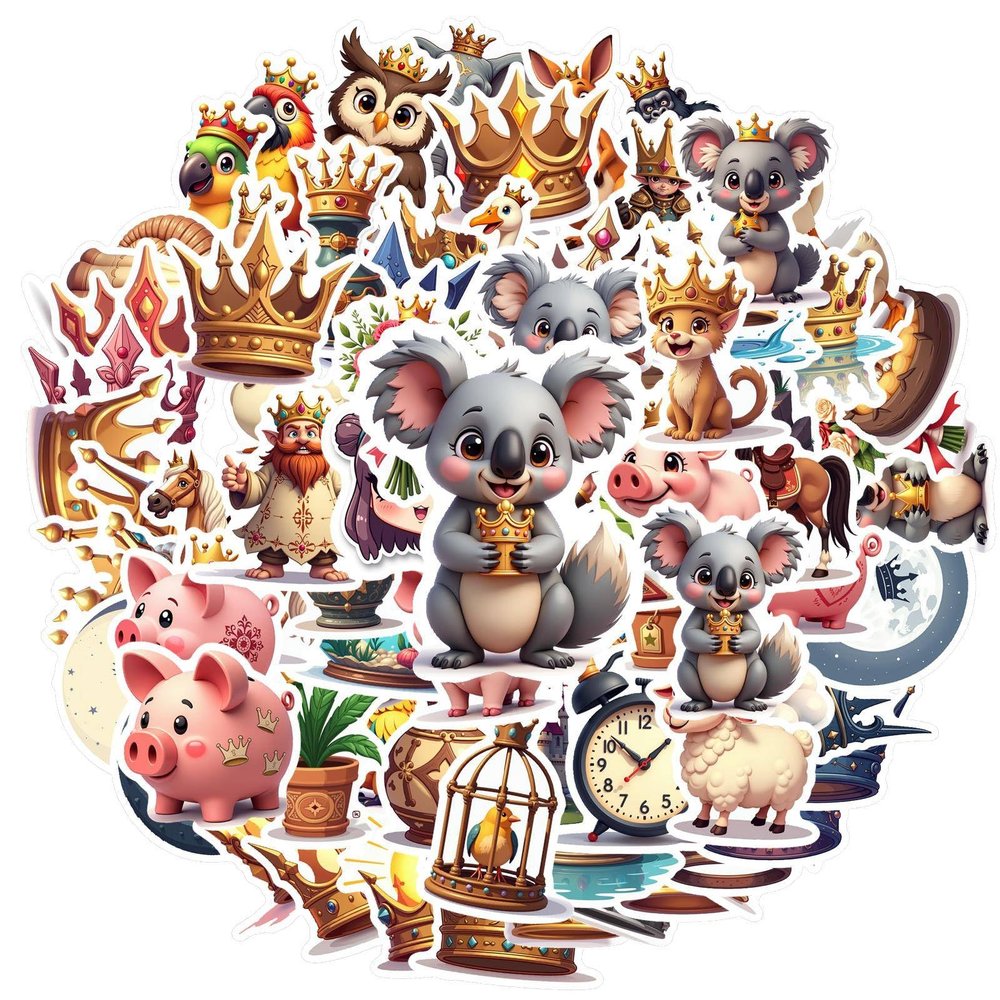 100Pcs Cartoon Crown Stickers, Waterproof Crown Sticker for Water Bottle Laptop Phone Cases Planner Skateboard Luggage Helmet Party Favor Decor, Ideal for Adults Teens Teacher Rewards C2A96