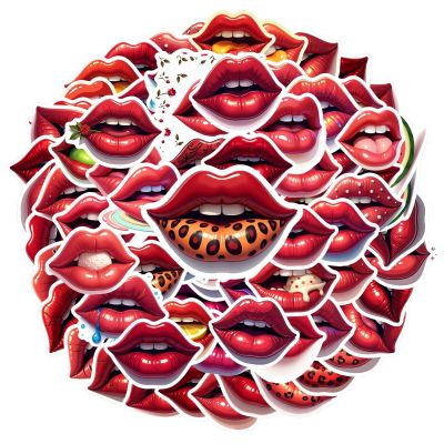 100Pcs Cartoon Lip Stickers, Waterproof Lip Sticker for Water Bottle Laptop Phone Cases Planner Skateboard Luggage Helmet Party Favor Decor, Ideal for Adults Teens Teacher Rewards C2C5C