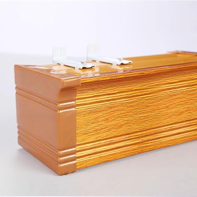 Kunovo Curtain Pelmet Gold Wood Grain Curtain Cassette Box Aluminum, Curtain Pelmet Baffle Double Rail Integrated, Splicable Curtain Box Valance Window Cornice(Wall Mount,2.4m/7.9ft)