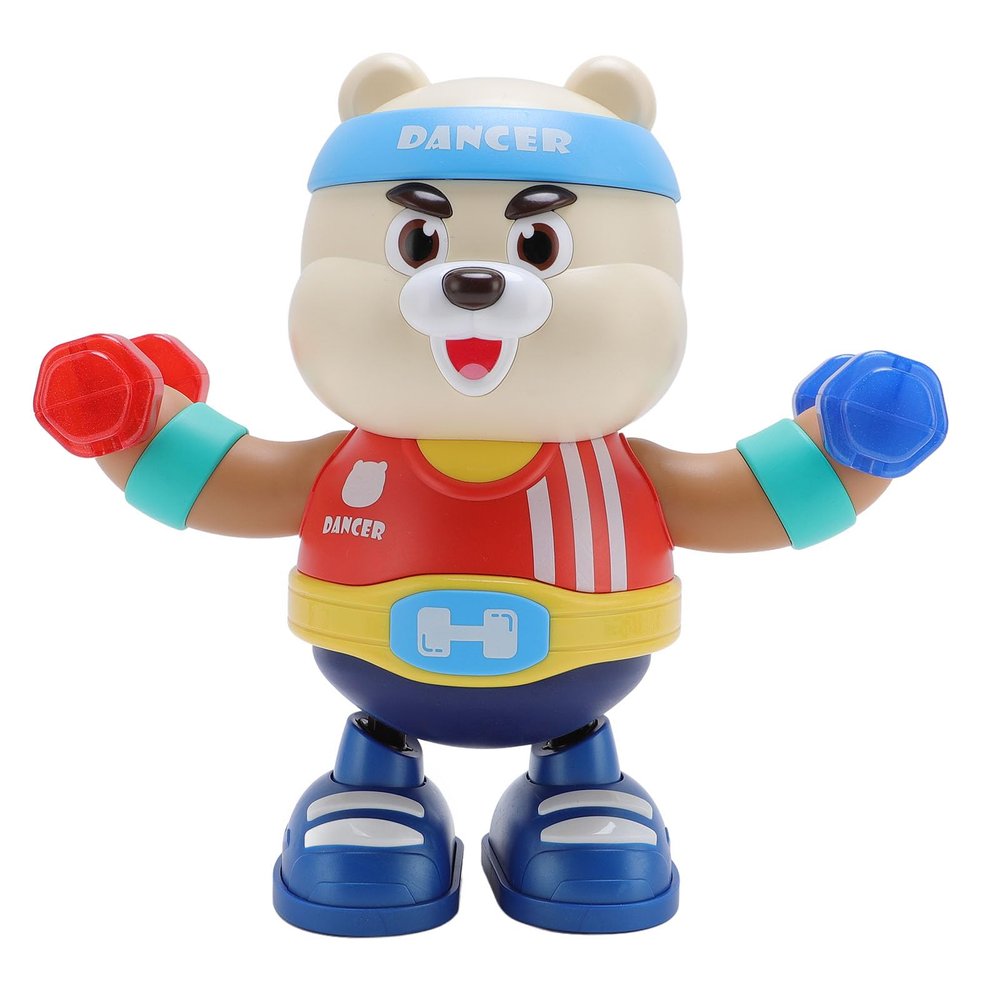 BTSEURY Electric Fitness Bear Toy, Motion Light Music Cute Portable Dancing Bear Toy Robot for Kids, Electric Dancing Toy
