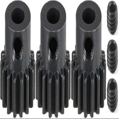 32P 15T RC Car Gear Set | 45# Steel Black Oxide | 5mm Bore +0.03mm | Precision Engineered Motor Pinion Gear Compatible with Traxxas/ARRMA/HPI/Kyosho (3-Pack with M4 Set Screws)
