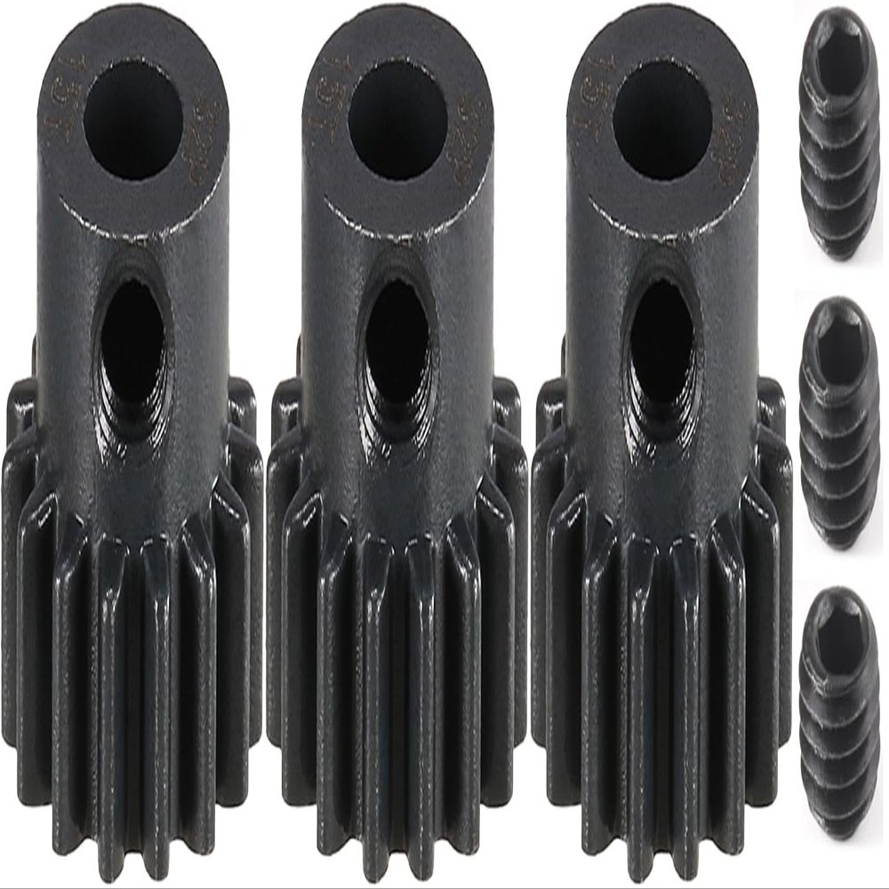 32P 15T RC Car Gear Set | 45# Steel Black Oxide | 5mm Bore +0.03mm | Precision Engineered Motor Pinion Gear Compatible with Traxxas/ARRMA/HPI/Kyosho (3-Pack with M4 Set Screws)