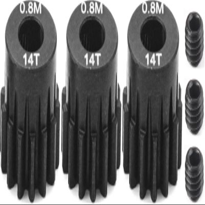 3-Pack Steel Metal 0.8M 5mm Pinion Motor Gear Sets 14T Compatible with HPI Kyosho Losi Axial Tamiya 1/8 1/10 RC Car Monster Truck Buggy, 0.8 Module Gear for Traxxsa Arrma
