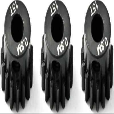 3-Pack Steel Metal 0.8M 5mm Pinion Motor Gear Sets 15T Compatible with HPI Kyosho Losi Axial Tamiya 1/8 1/10 RC Car Monster Truck Buggy, 0.8 Module Gear for Traxxsa Arrma