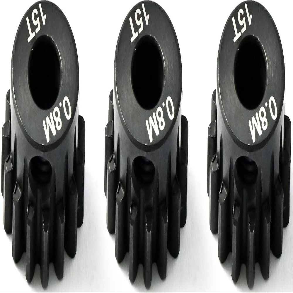 3-Pack Steel Metal 0.8M 5mm Pinion Motor Gear Sets 15T Compatible with HPI Kyosho Losi Axial Tamiya 1/8 1/10 RC Car Monster Truck Buggy, 0.8 Module Gear for Traxxsa Arrma