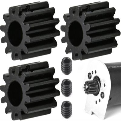 32P 12T RC Car Gear Set | 45# Steel Black Oxide | 5mm Bore +0.03mm | Precision Engineered Motor Pinion Gear Compatible with Traxxas/ARRMA/HPI/Kyosho (3-Pack with M4 Set Screws)