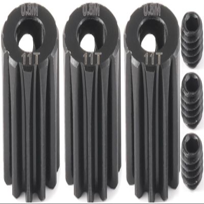 3-Pack Steel Metal 0.8M 5mm Pinion Motor Gear Sets 11T Compatible with HPI Kyosho Losi Axial Tamiya 1/8 1/10 RC Car Monster Truck Buggy, 0.8 Module Gear for Traxxsa Arrma