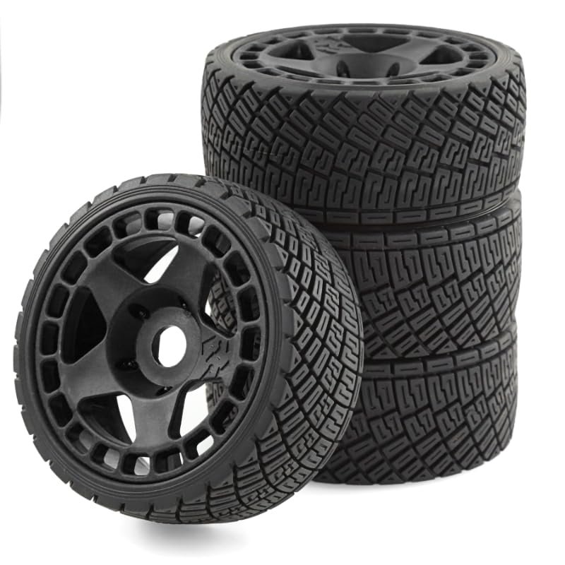 100mm 1/8 RC On-Road Soft Sticky Tyres Crawler tire and Hard Plastic wheels High grip set 17mm Hex For 1/7 1/8 HPI VRX WR8 HSP Kyosho ARRMA Redcat Losi KM C3 Pegasus CNE W197 (Black)