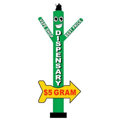 18ft Dispensary Sky Inflatable Dancer - Street-Side Eye-Catching Vape Shop Dancing Man Best Prices Outdoor Advertising - $5 Gram Deals - Storefronts Dispensary Business Branding (Without Blower)