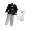 3Pcs 1/12 Scale Coat and Pants Vest Costume, Handmade Doll Clothes for 6 inch Action Figures Dress up Accs, Black White Set view 1
