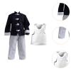 3Pcs 1/12 Scale Coat and Pants Vest Costume, Handmade Doll Clothes for 6 inch Action Figures Dress up Accs, Black White Set view 3
