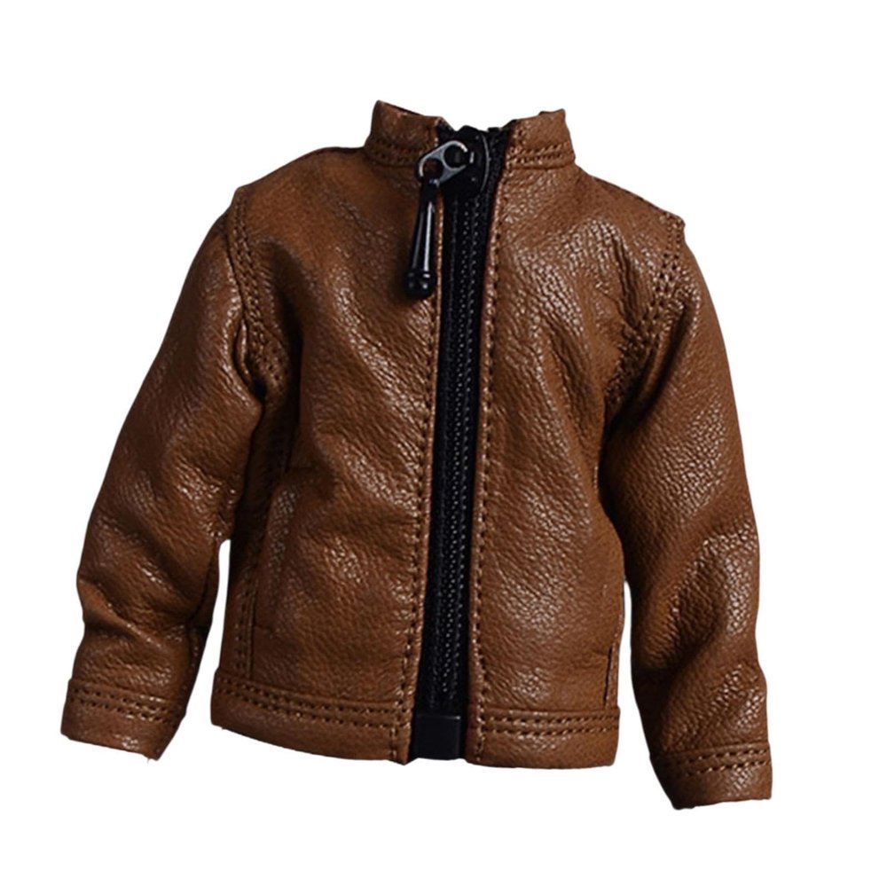 1:12 PU Leather Jacket, Handmade Doll Clothes for 6in Doll Model Dress up Accs, Brown