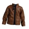 1:12 PU Leather Jacket, Handmade Doll Clothes for 6in Doll Model Dress up Accs, Brown view 1