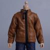 1:12 PU Leather Jacket, Handmade Doll Clothes for 6in Doll Model Dress up Accs, Brown view 3