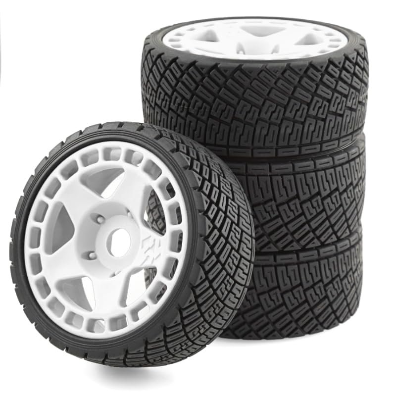 100mm 1/8 RC On-Road Soft Sticky Tyres Crawler tire and Hard Plastic wheels High grip set 17mm Hex For 1/7 1/8 HPI VRX WR8 HSP Kyosho ARRMA Redcat Losi KM C3 Pegasus CNE W197 (White)