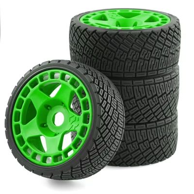 100mm 1/8 RC On-Road Soft Sticky Tyres Crawler tire and Hard Plastic wheels High grip set 17mm Hex For 1/7 1/8 HPI VRX WR8 HSP Kyosho ARRMA Redcat Losi KM C3 Pegasus CNE W197 (Green)