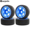Chanjorlin 1/8 1/7 RC On Road Tires and Hard Plastic Rally Racing Wheels 17mm Hex Touring Tyres OD 3.94'' for 1:8 1:7 Street Drift Car ARRMA Losi Kyosho GT2 W10 Tamiya HPI WR8 HSP 4PCS (Blue) view 4