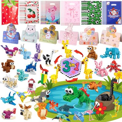 30 Pack Bulk Party Favors for Kids  Mini Ocean Animal Building Blocks Toys Set Compatible with Major Brands,Birthday,Bag Fillers Easter,Christmas,Valentine's Day Gifts for Boys Girls Ages 6-12