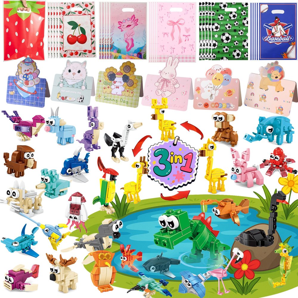 30 Pack Bulk Party Favors for Kids  Mini Ocean Animal Building Blocks Toys Set Compatible with Major Brands,Birthday,Bag Fillers Easter,Christmas,Valentine's Day Gifts for Boys Girls Ages 6-12