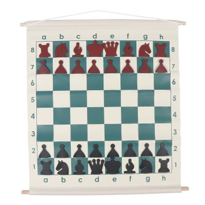 SPYMINNPOO Chess Demonstration Board Set with 32 Chess Pieces Slotted Foldable Portable Complete Demo Chess Set for Chess School