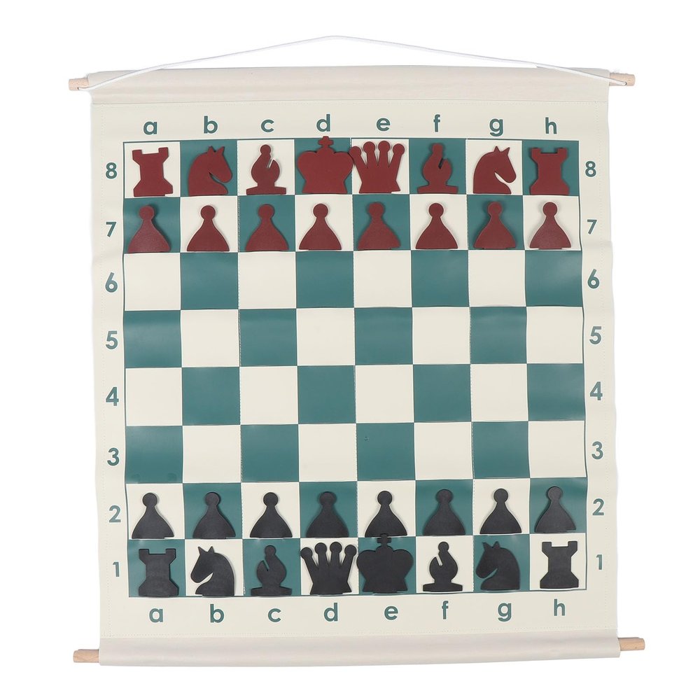 SPYMINNPOO Chess Demonstration Board Set with 32 Chess Pieces Slotted Foldable Portable Complete Demo Chess Set for Chess School
