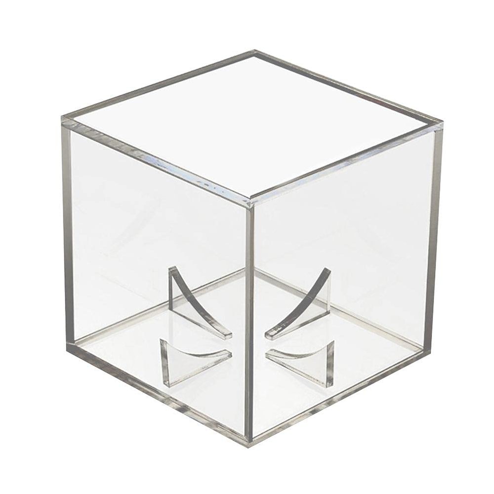 Alomejor Baseball Display Case, Clear Plastic Souvenir Storage Box Holder 8 * 8 * 8cm with Bottom Bracket for Souvenir Storage Box Holder (White)