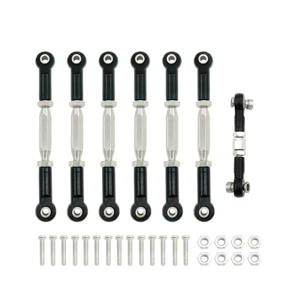 for Traxxas for Slash 1/10 4X4/2WD 1 Set Metal Turnbuckle Camber Link End Adjustable Kit RC Car Upgrade Parts Replacement Parts RC Car Repair Kit(Black)